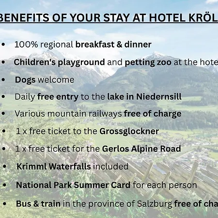 Kroell - Inkl Nationalpark-karte, 1 X Grossglockner Hochalpenstrasse Kostenlos, Verschiedene Bergbahnen Kostenlos, Badesee Kostenlos, Bus & Kostenlos, Regionale Kueche Hotel